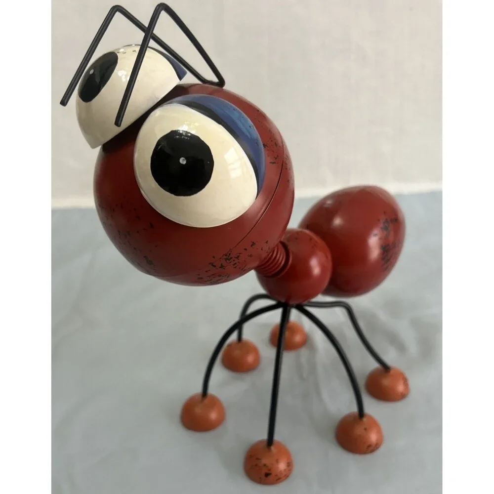 Large Red Metal Ant Sculpture Garden Art Decor Insect Bobble Head Statue